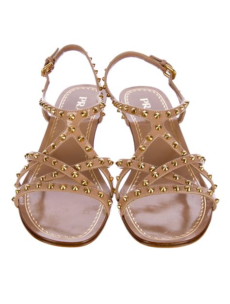 prada leather slide sandals|prada studded pony skin sandals.